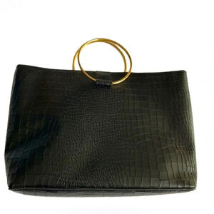 🖤⭐️Free!NEW!! Black Faux  Croc Double Top Handle Bag